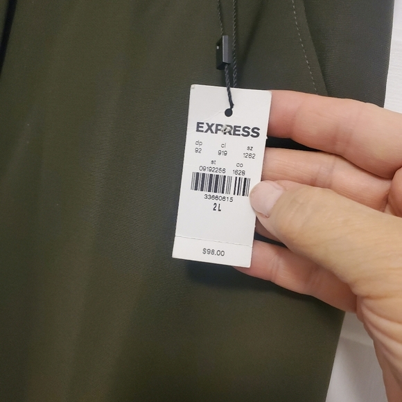 NWT Express Army Green High-Rise Trouser Pants Size 2Long Ret. $98.00 - Picture 4 of 13